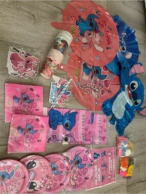 Disney Stitch & Angel Pink and Blue Party Decorations Set